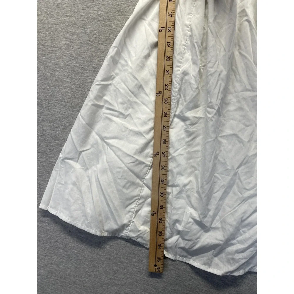 Abercrombie & Fitch Fit & Flare Dress Womens S White Puff Sleeve V Neck Back Zip